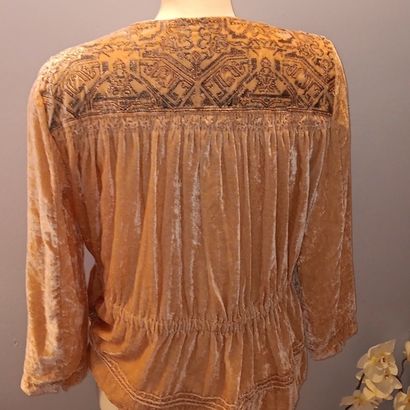 HOST PICK Anthropologie elevenses salmon pink velour embroidered blazer - Picture 3 of 8